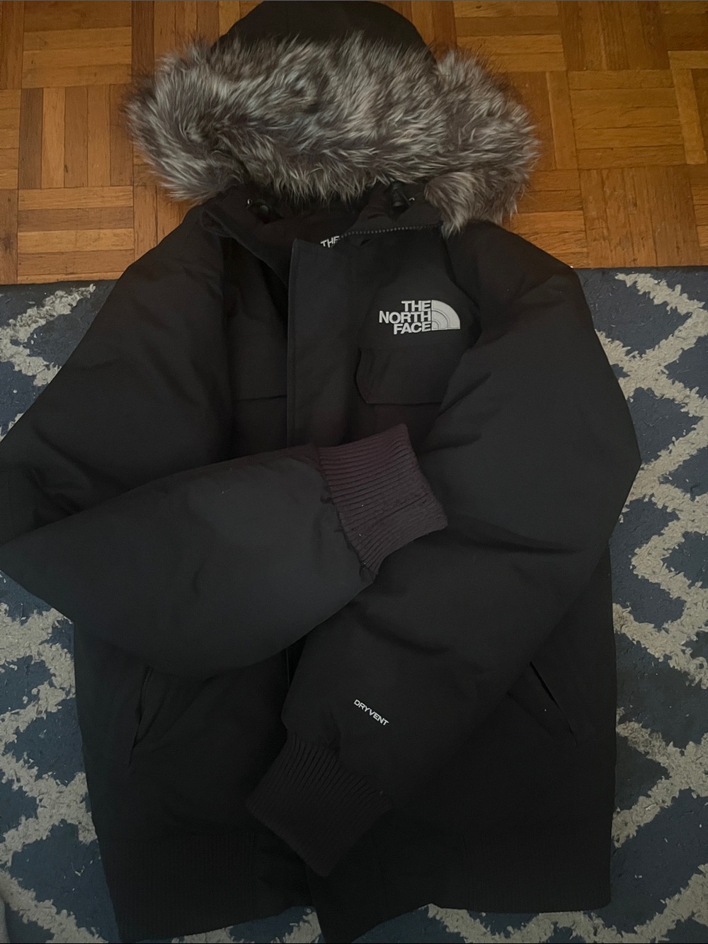 North Face Black Parka winter coat with Faux-Fur Hood size S mens
